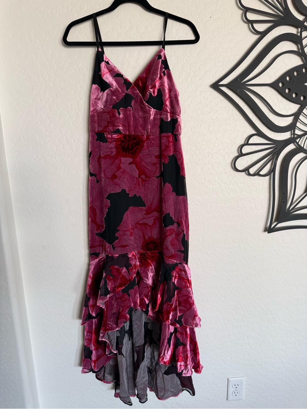 HUTCH Royce Floral Velvet Burnout Hi-Lo Slip Dress - 2 - Picture 7 of 15
